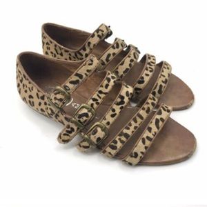 Jeffrey Campbell Cayman Fur Leopard Sandals Sz 6.5